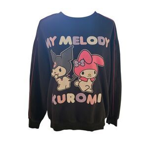 Kuromi My Melody Sweatshirt Black Pullover Sz L Sanrio Hello Kitty Anime Graphic